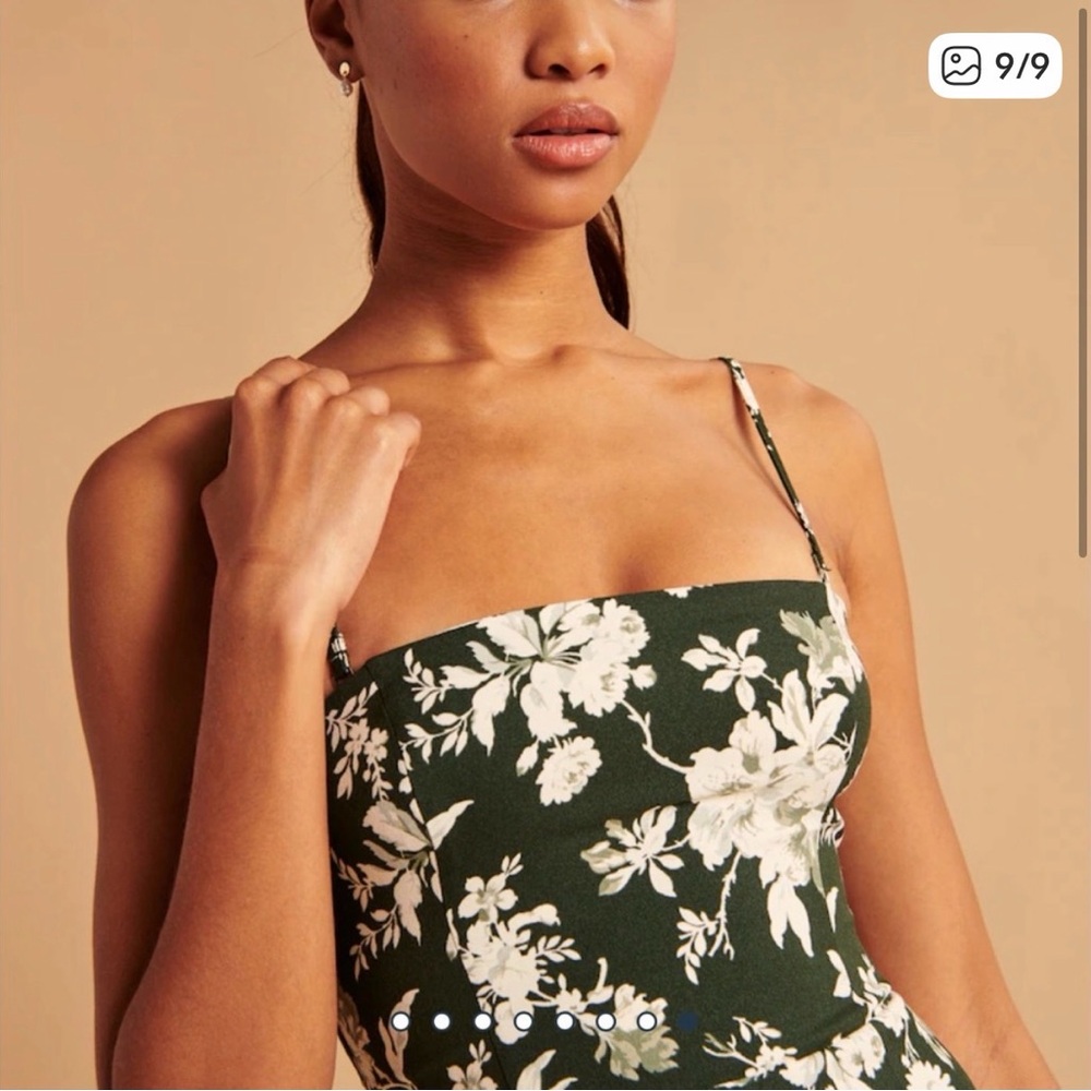 Abercrombie & Fitch Dark Green Floral Mini Dress, removable straps Medium - Picture 11 of 11
